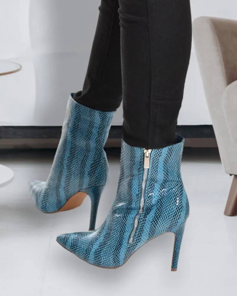 Blaine Blue Heeled Boots