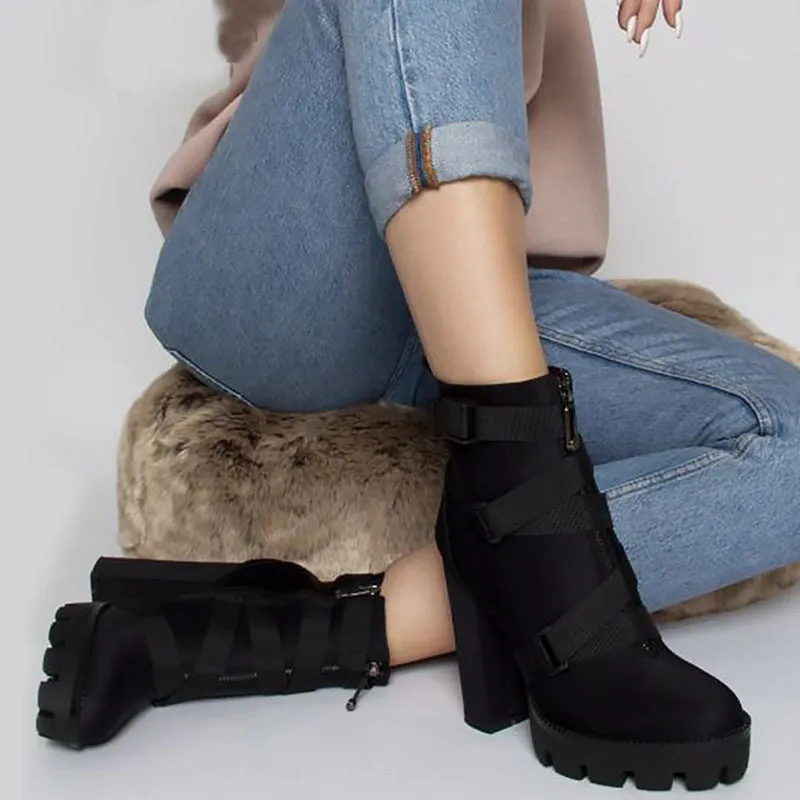 Boutique All Black Waterproof Platform Boots