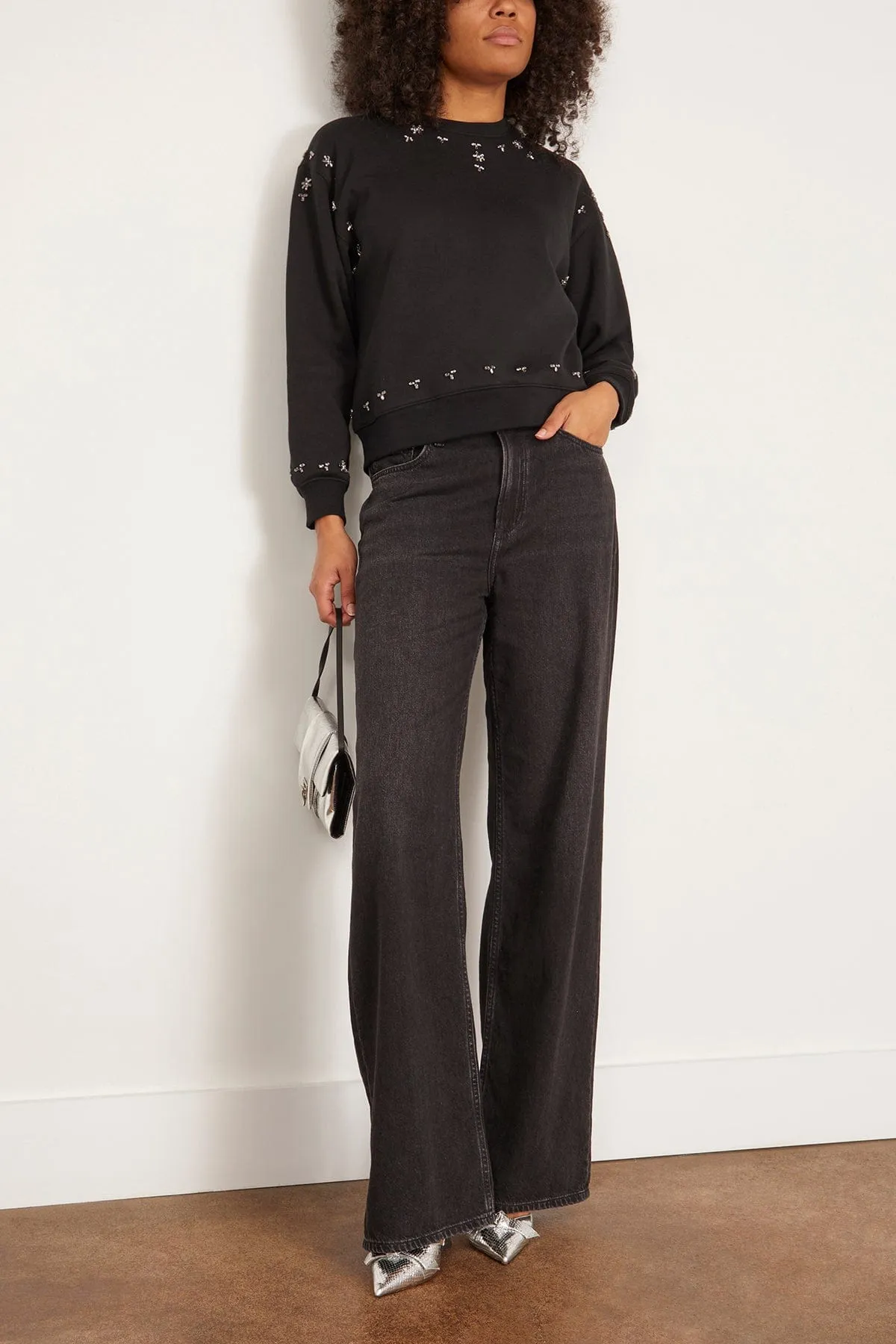 Caryl Beaded Sweatshirt in Black