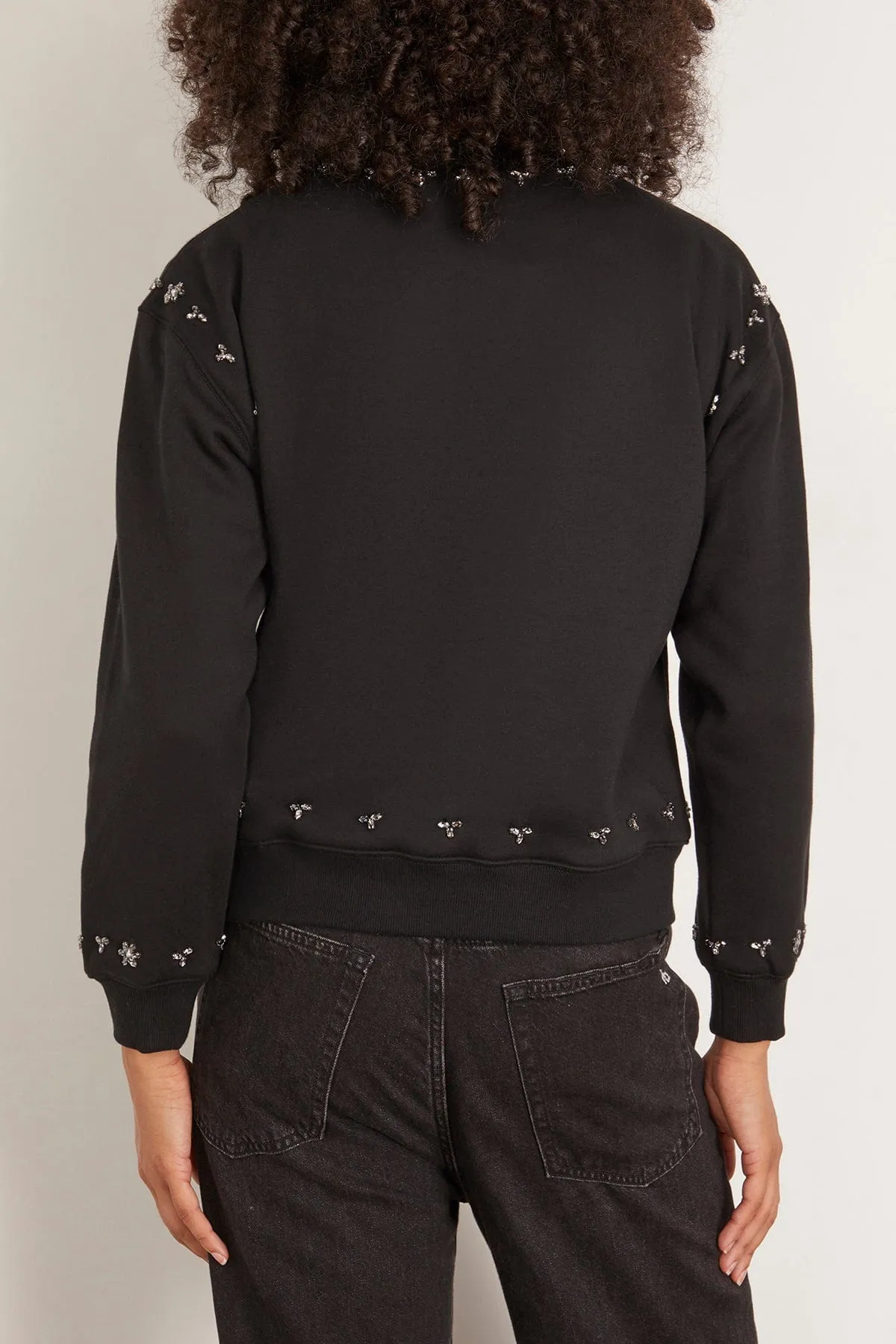 Caryl Beaded Sweatshirt in Black