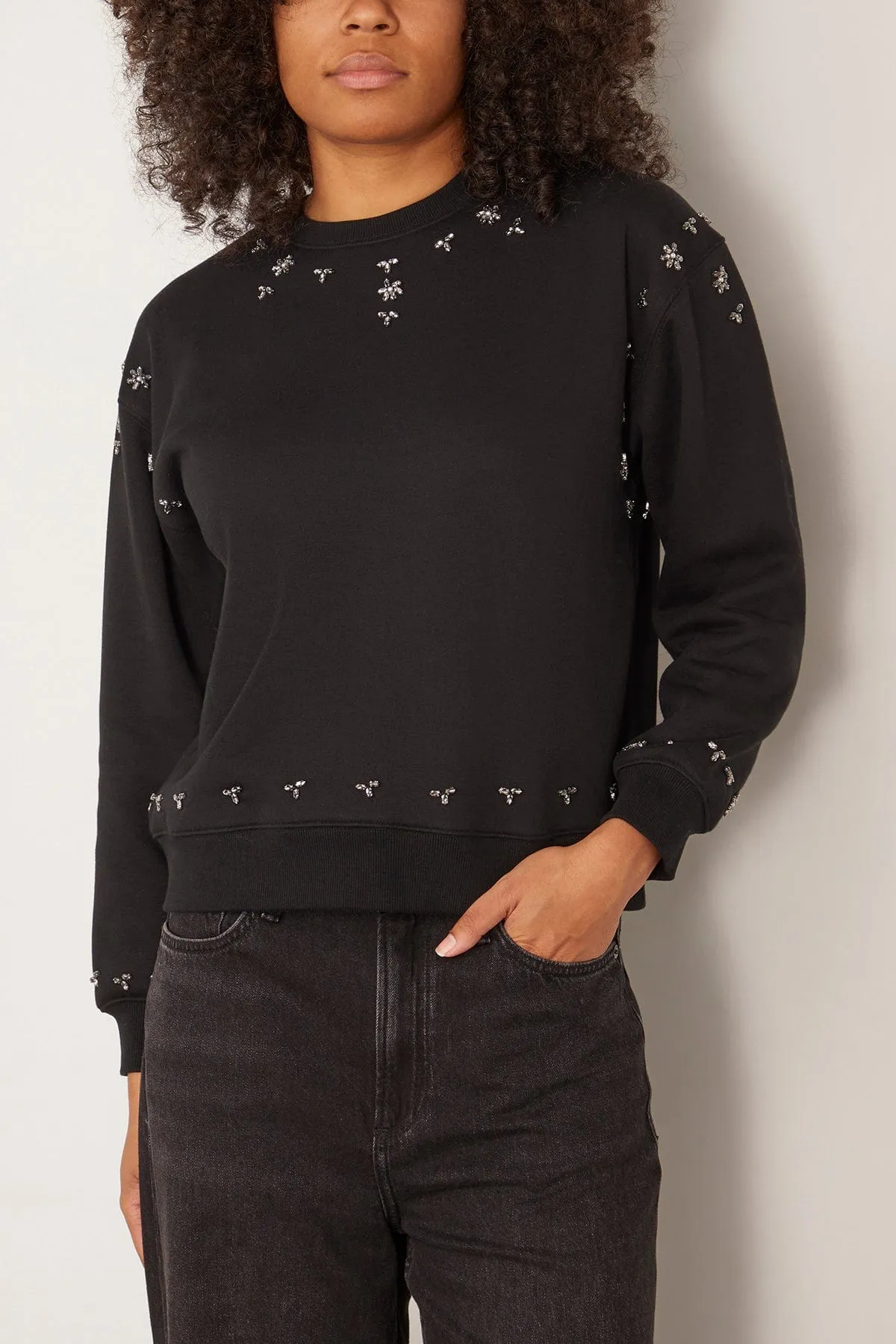 Caryl Beaded Sweatshirt in Black