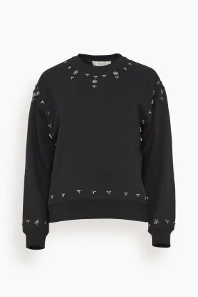 Caryl Beaded Sweatshirt in Black