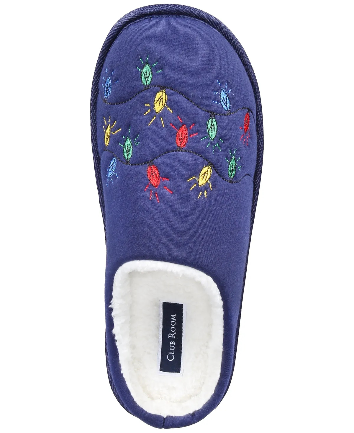 Club Room Men's Holiday Lights Slippers Slip On Blue Multi Medium 8 to 9