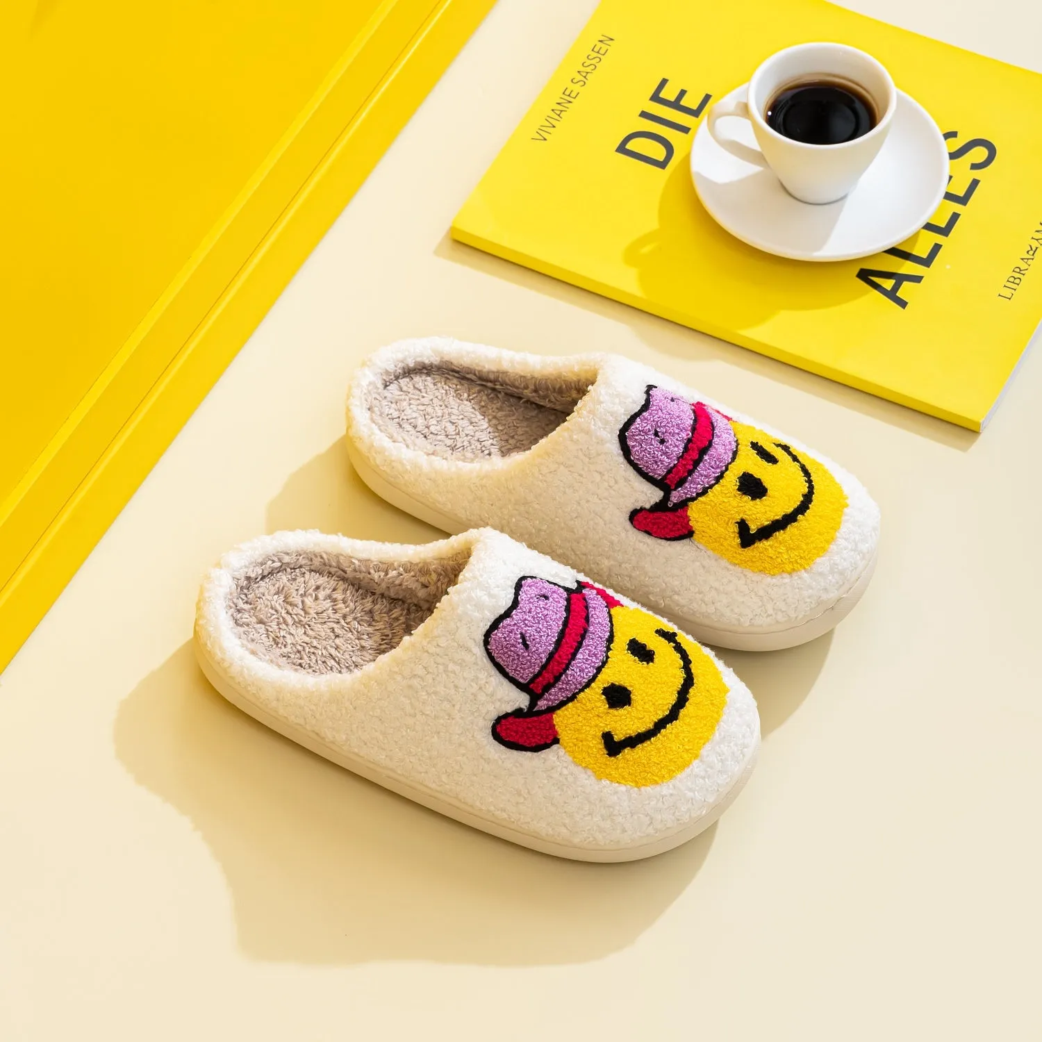 Cowboy Hat Smiley Face Slippers