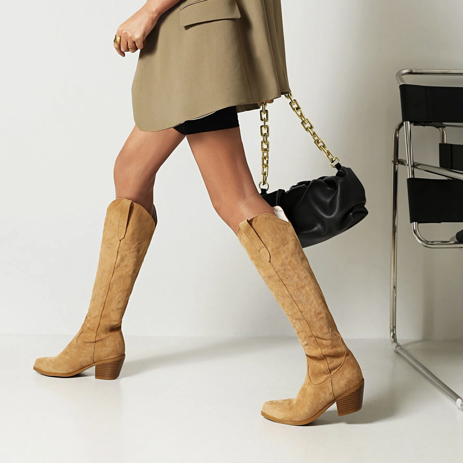 elveswallet Embroidered Western Cowboy Knee-High Boots