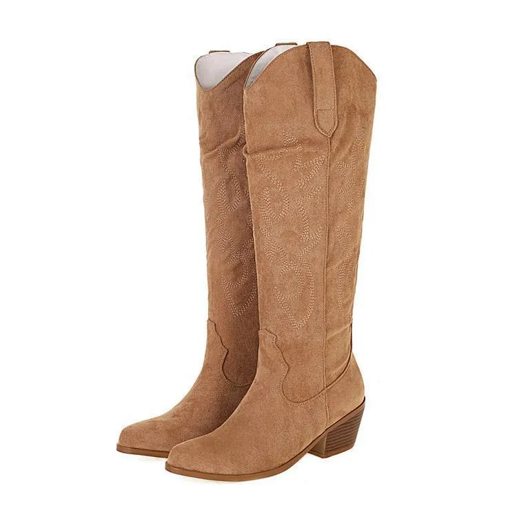 elveswallet Embroidered Western Cowboy Knee-High Boots