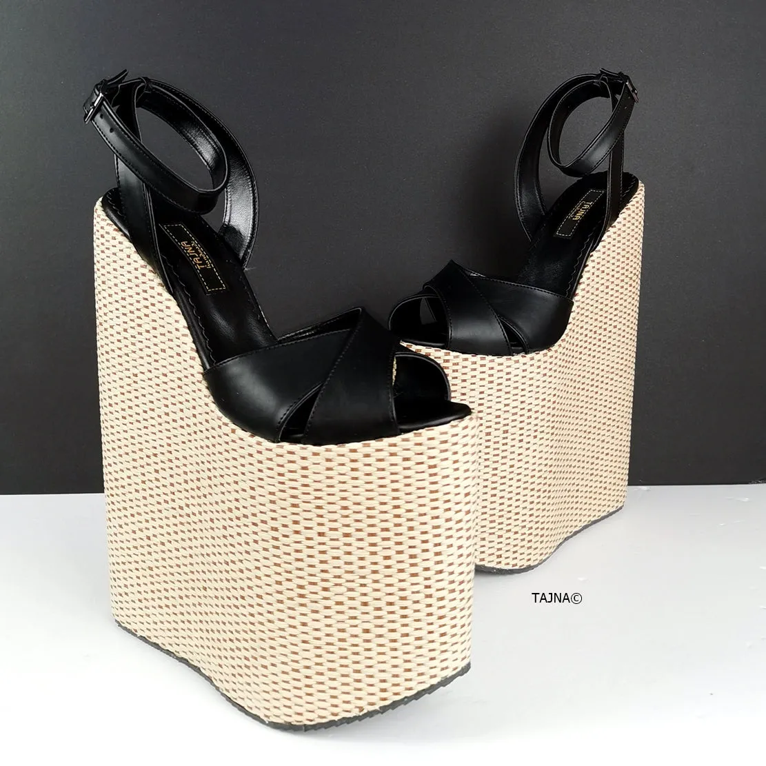 Extreme Black Espadril Wedge Sandals