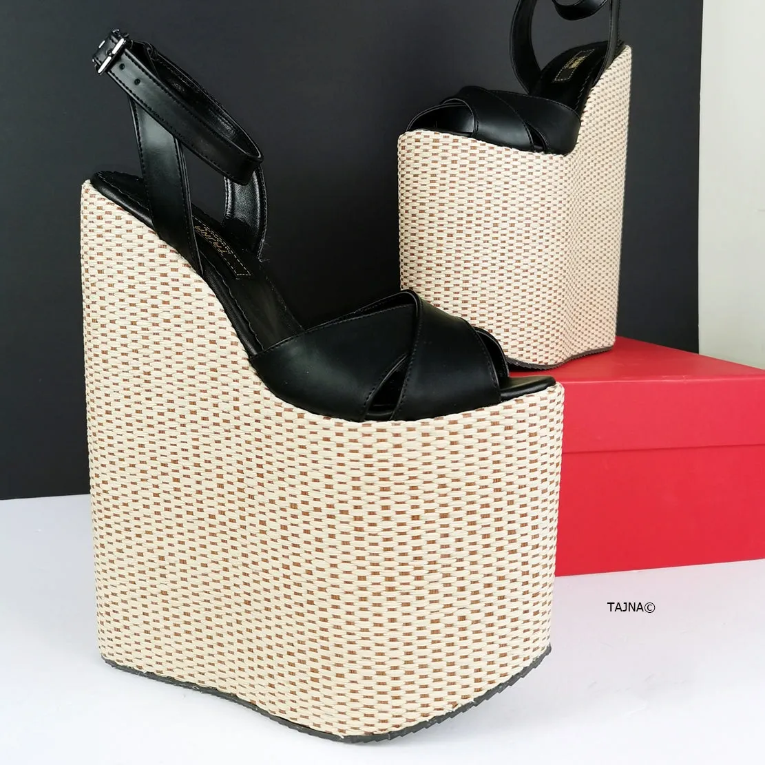 Extreme Black Espadril Wedge Sandals