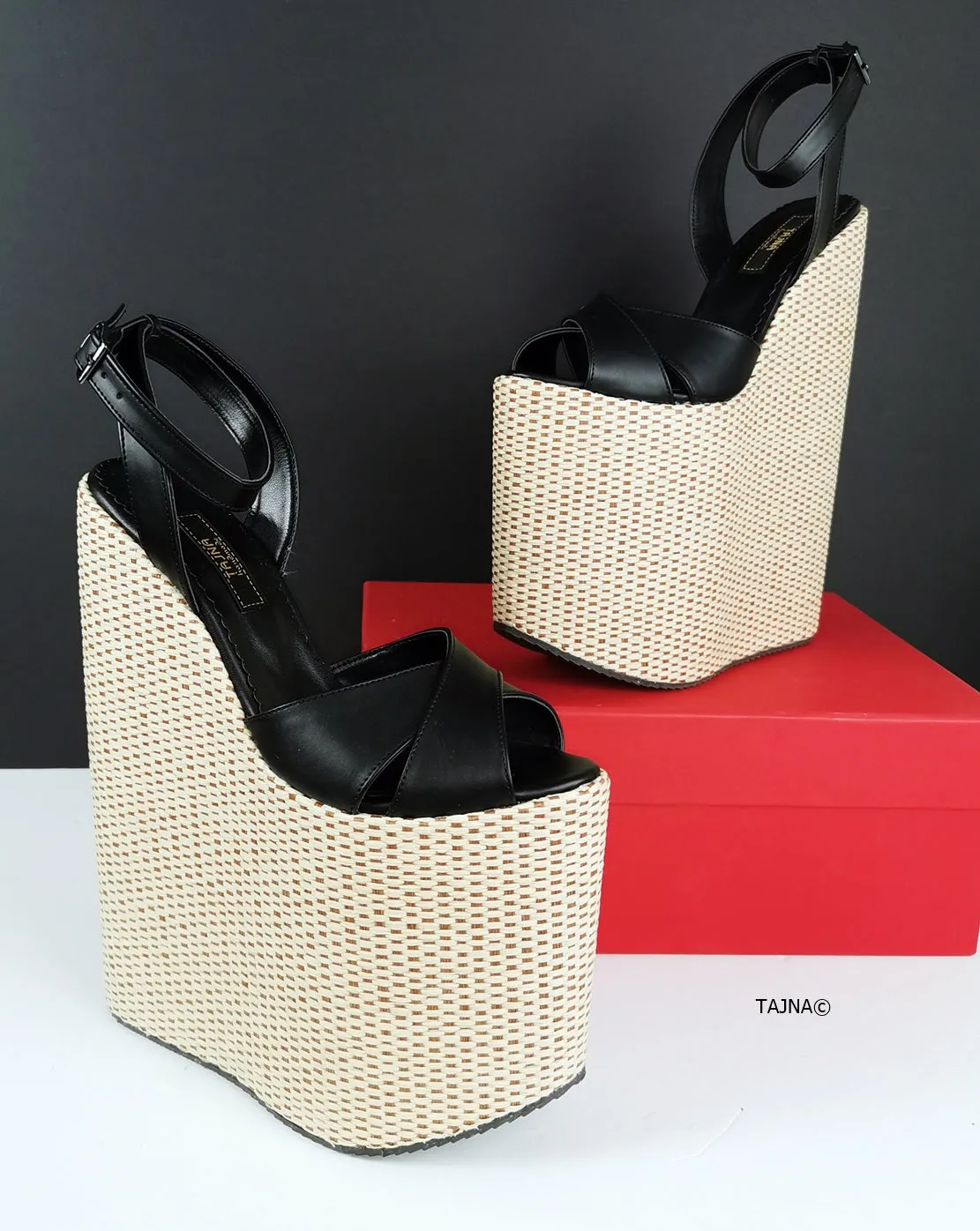 Extreme Black Espadril Wedge Sandals