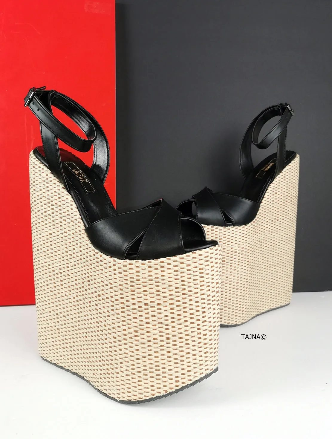 Extreme Black Espadril Wedge Sandals