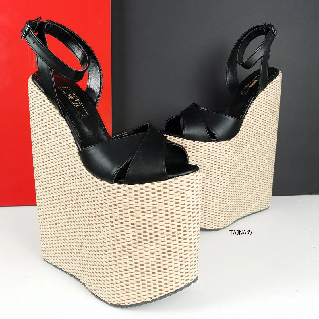 Extreme Black Espadril Wedge Sandals