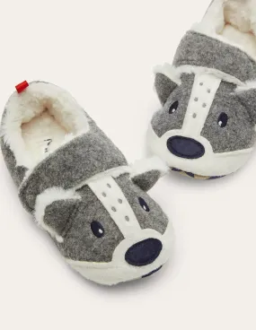 Felt Badger Slippers-Grey Marl