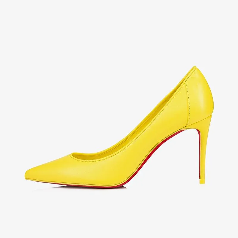 Glamorous Yellow Leather Sporty Pumps