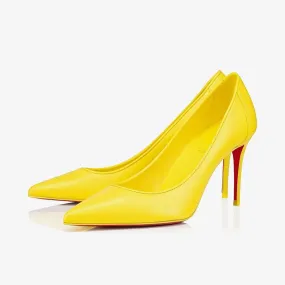 Glamorous Yellow Leather Sporty Pumps