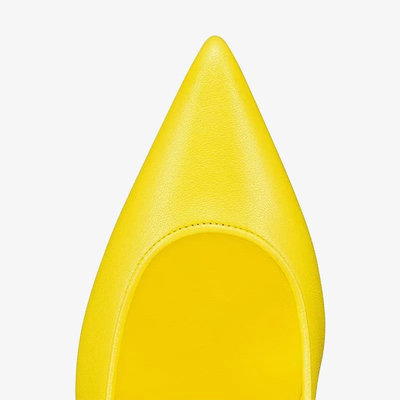 Glamorous Yellow Leather Sporty Pumps