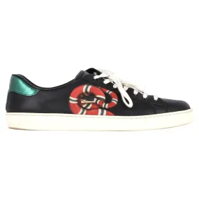 Gucci Kingsnake Ace Sneakers in Black Calfskin Leather