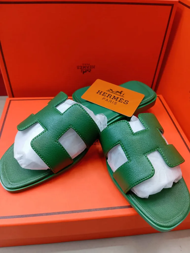 H Oran Leather Flat Slippers For Ladies