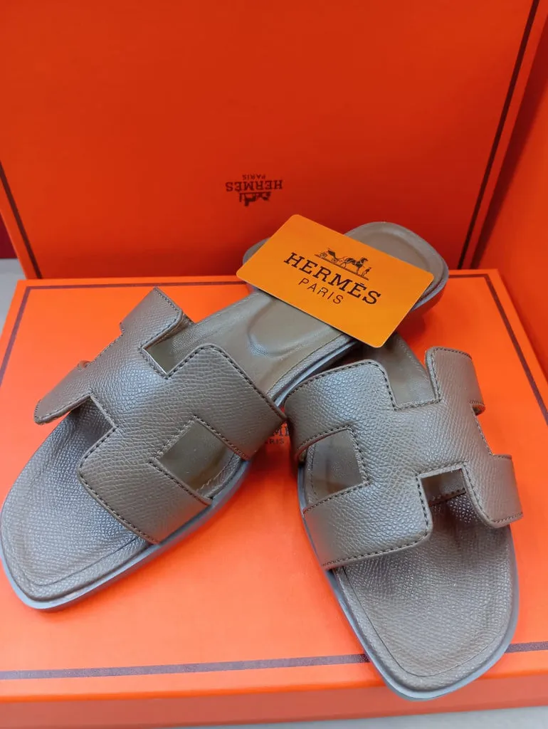 H Oran Leather Flat Slippers For Ladies