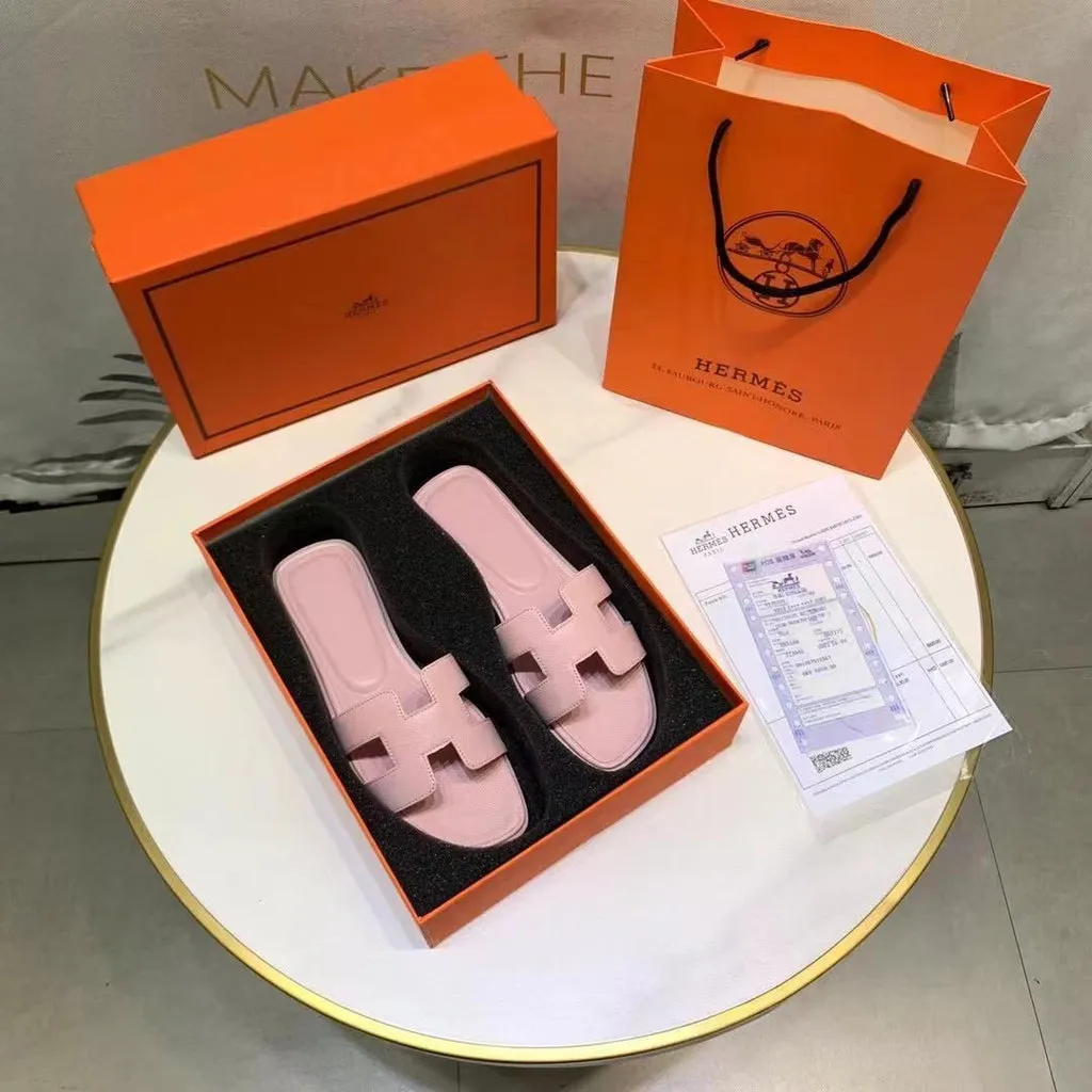 H Oran Leather Flat Slippers For Ladies