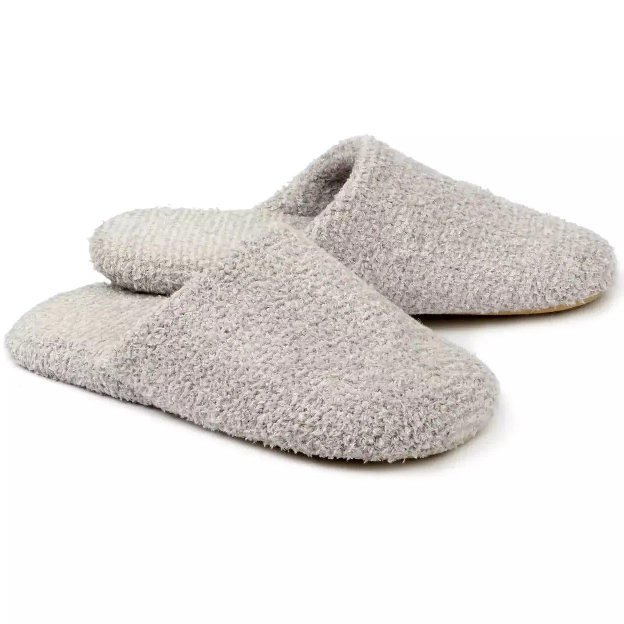 Kashwere Lounge Ultra Plush Oyster & Bone Heathered Spa Slippers