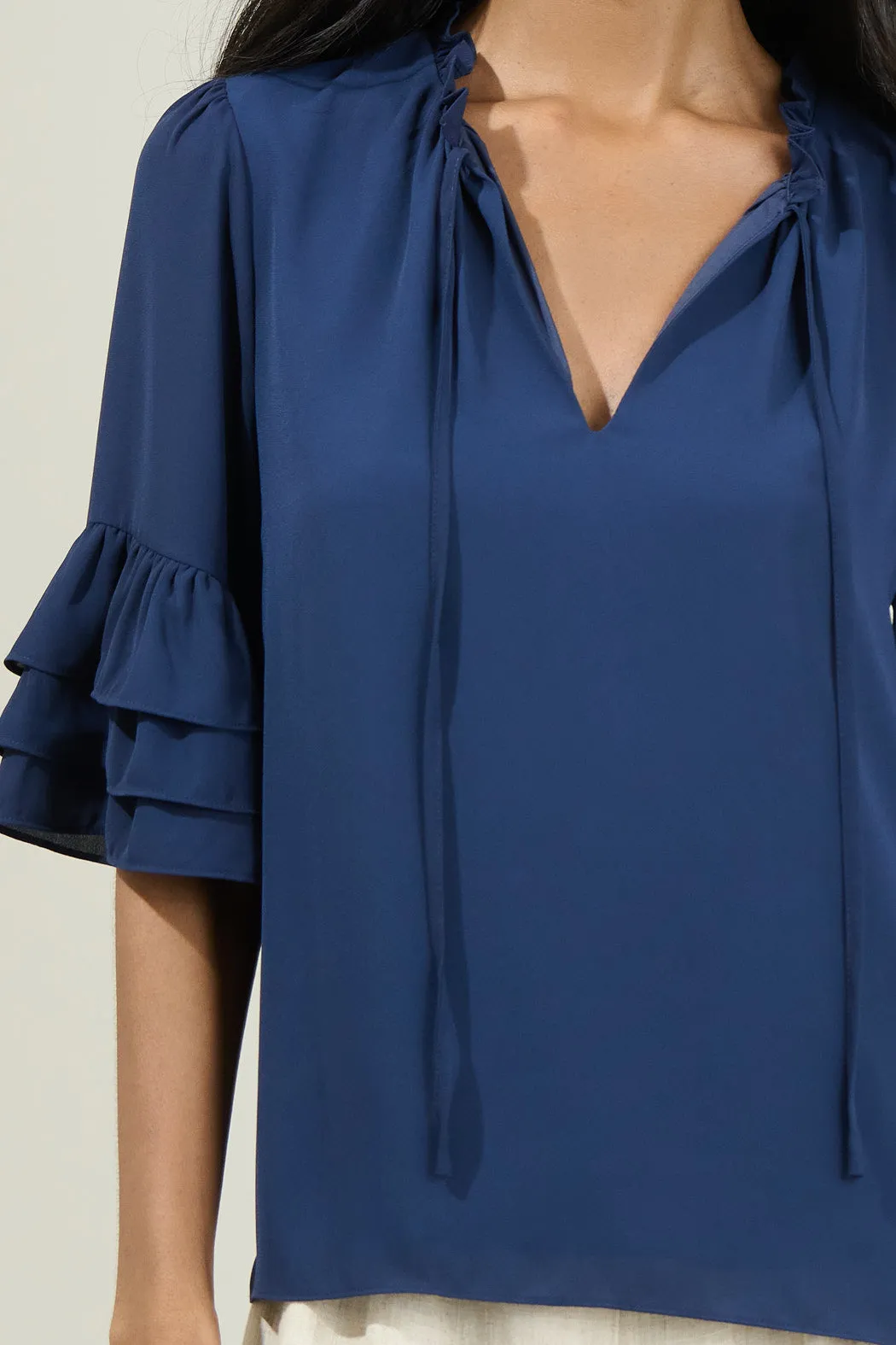 Mindy Breakroom Ruffled Bell Sleeve Blouse