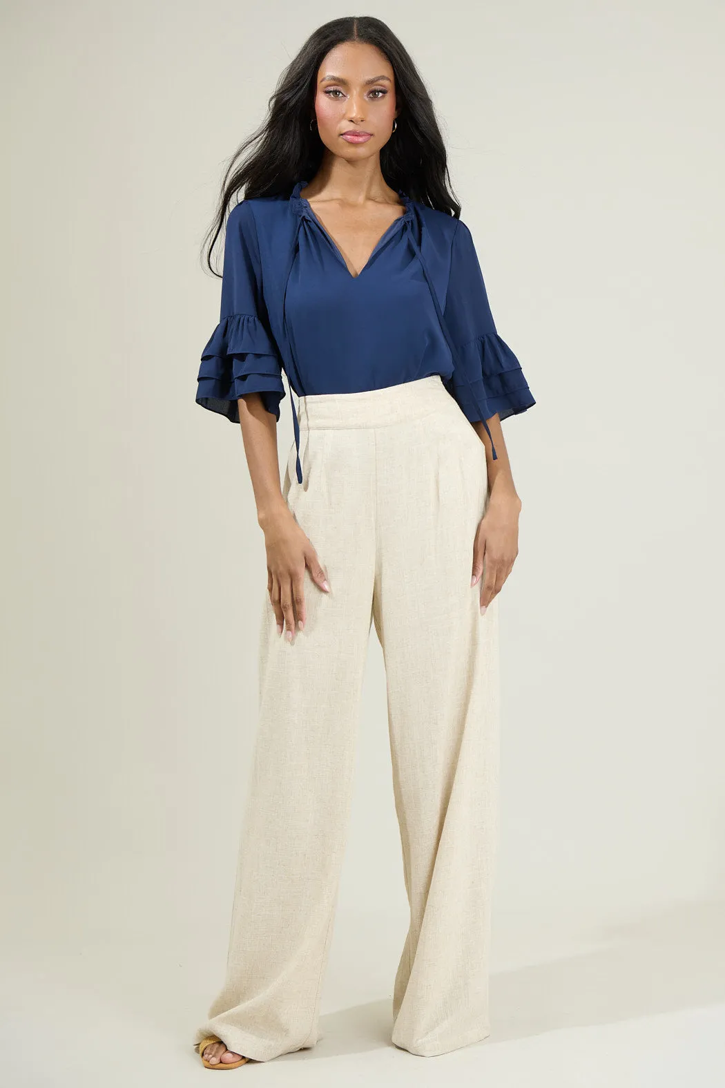 Mindy Breakroom Ruffled Bell Sleeve Blouse