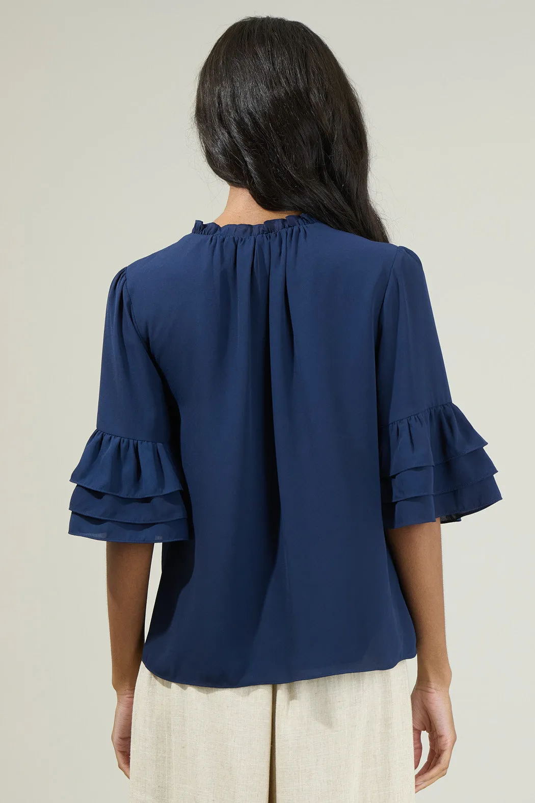 Mindy Breakroom Ruffled Bell Sleeve Blouse