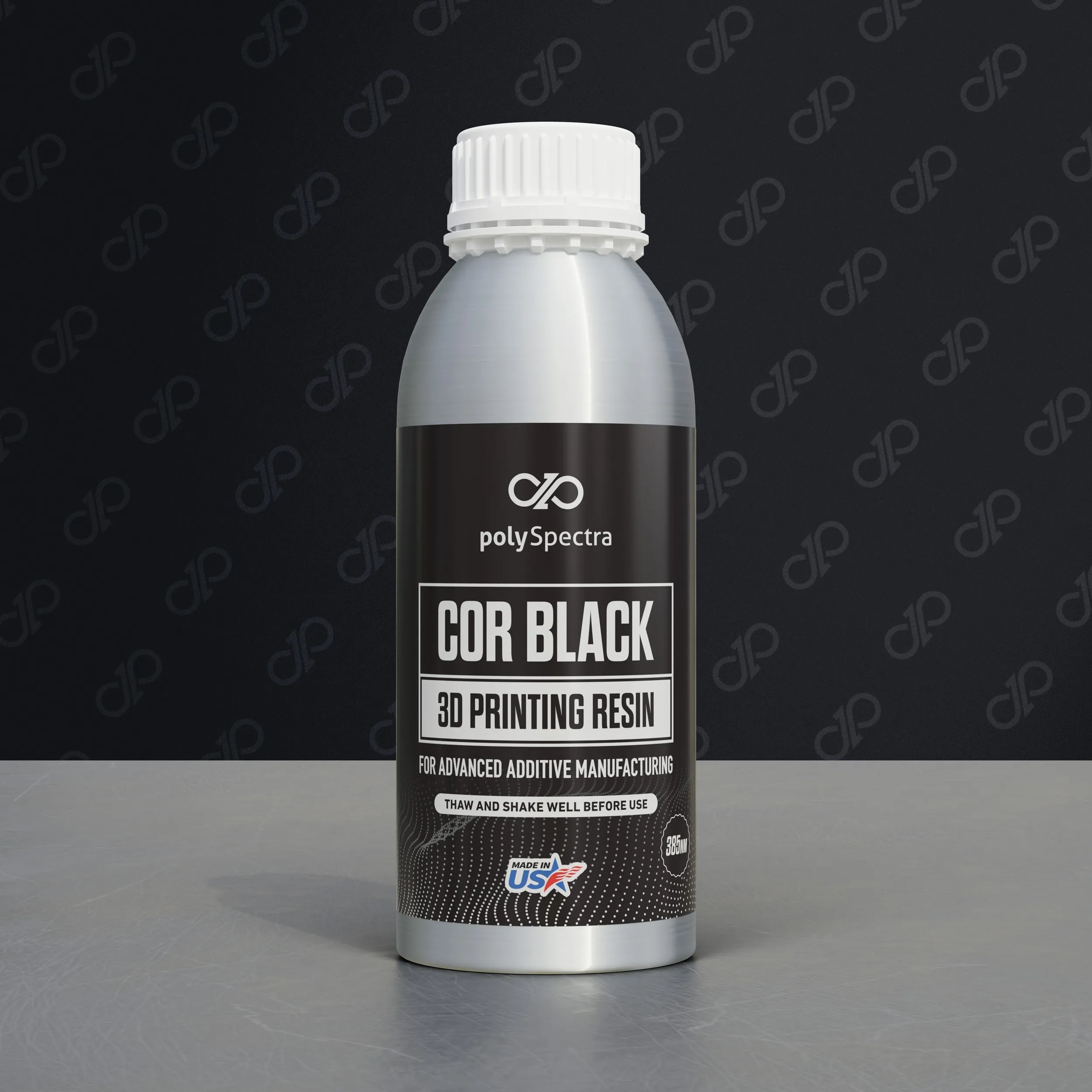 polySpectra COR Black Photopolymer Resin for 385nm DLP 3D Printers