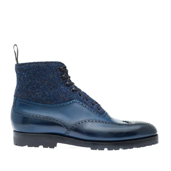 Premium Leather Wingtip High Ankle Boots