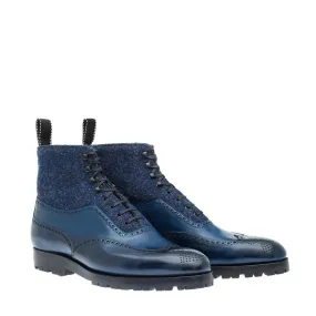 Premium Leather Wingtip High Ankle Boots