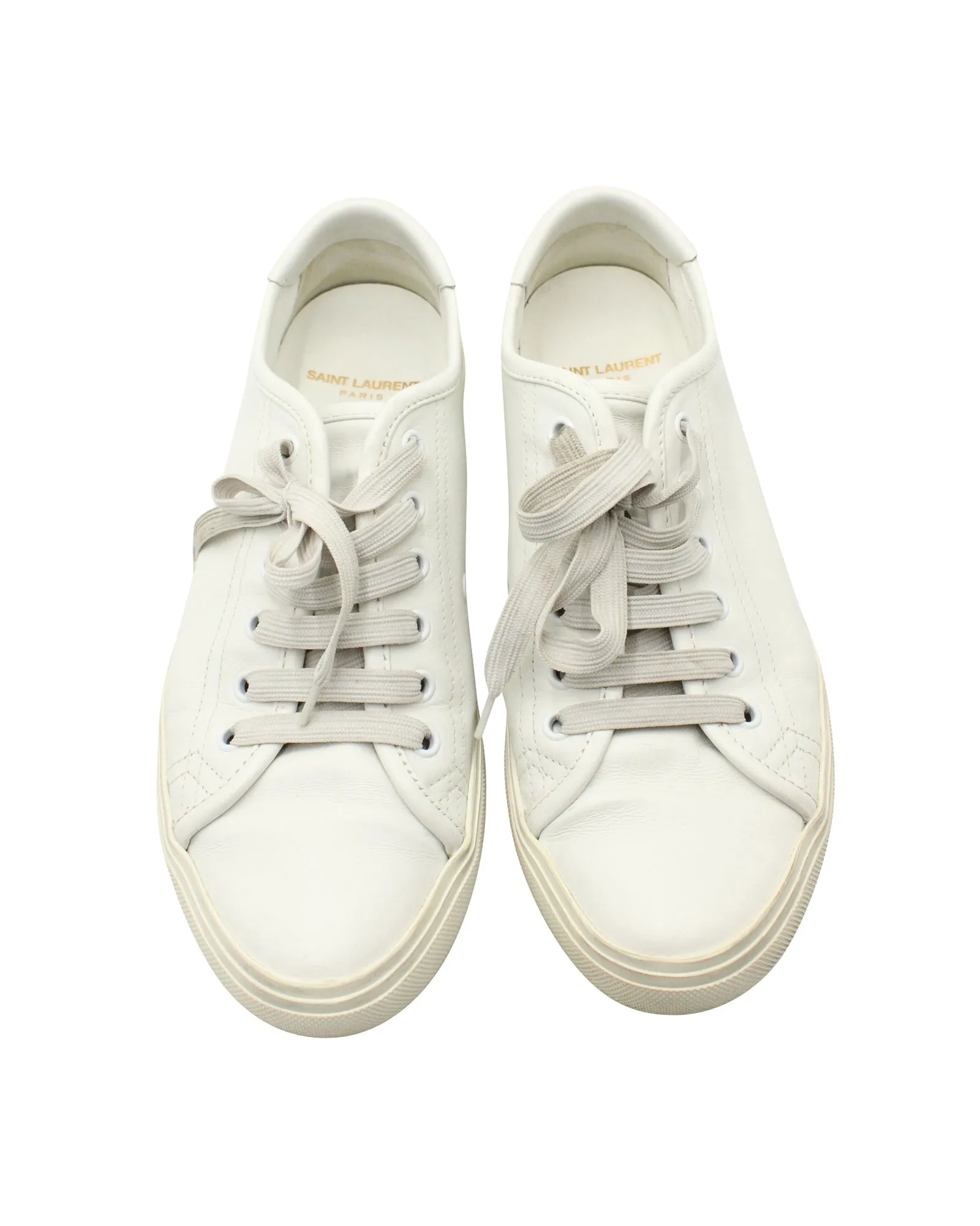Saint Laurent Malibu Distressed Sneakers in White Leather