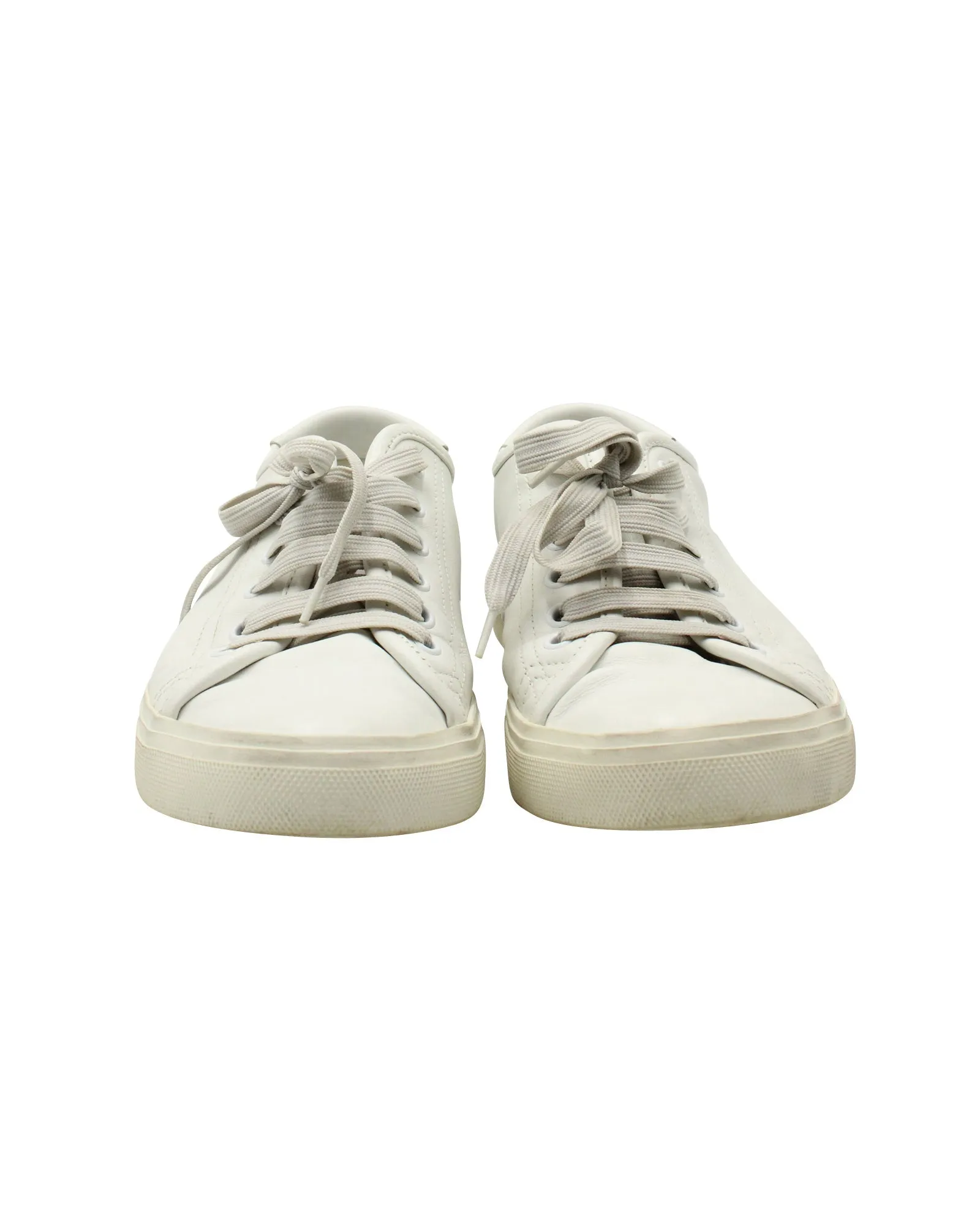 Saint Laurent Malibu Distressed Sneakers in White Leather