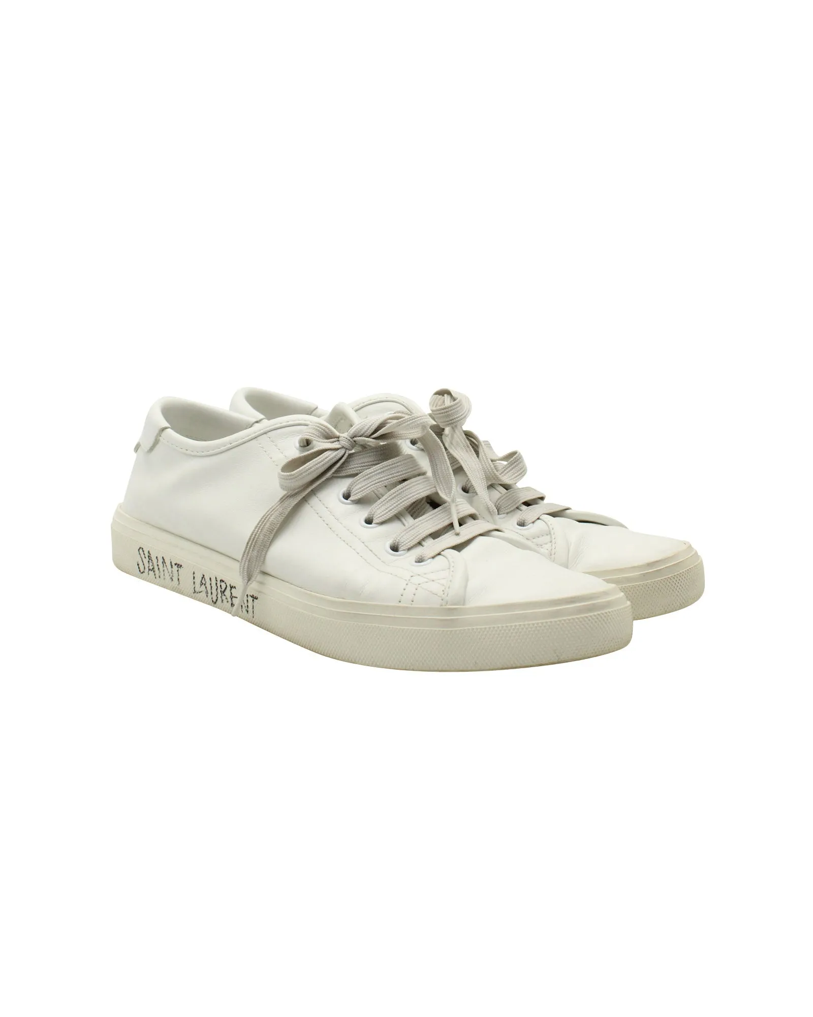 Saint Laurent Malibu Distressed Sneakers in White Leather
