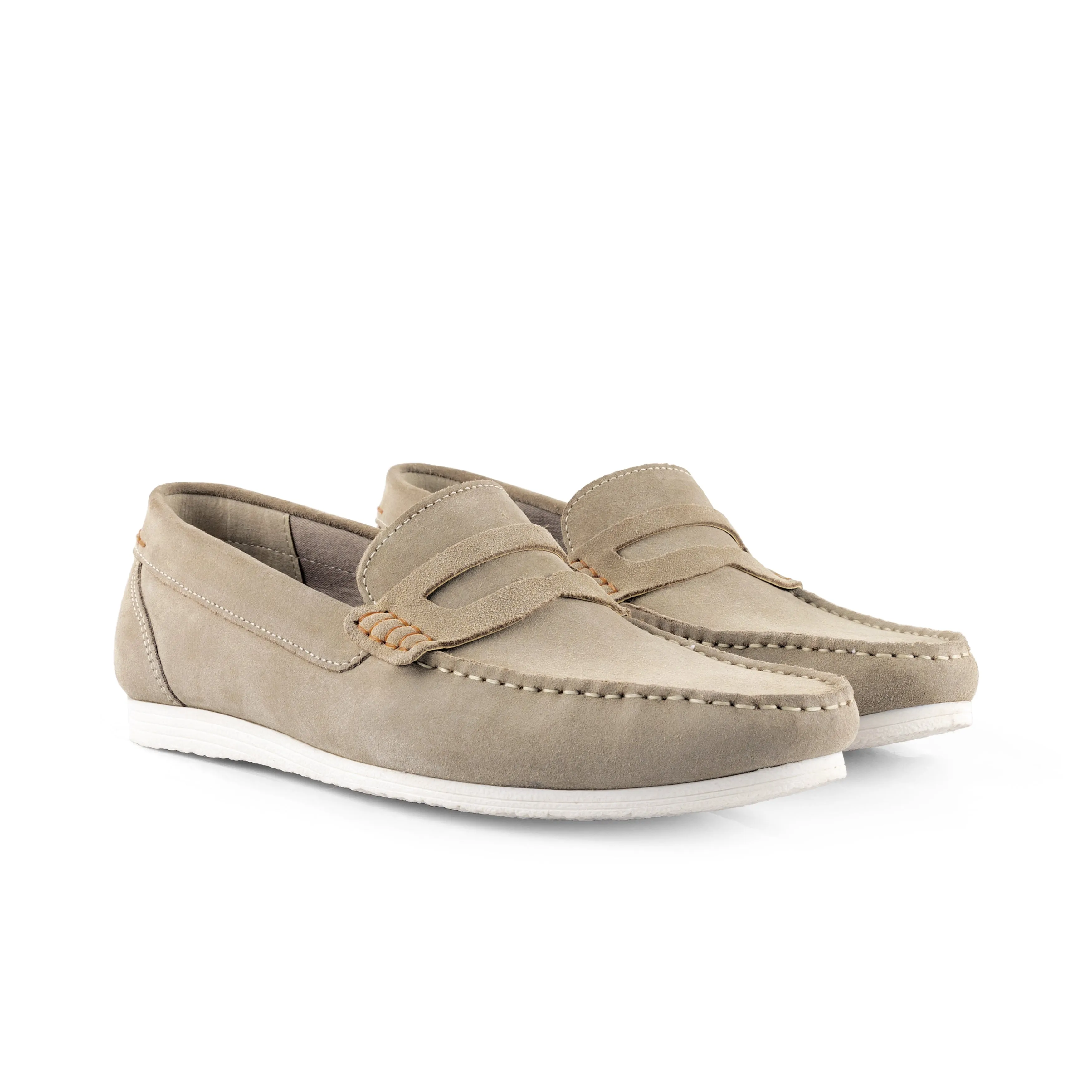 Stanhope Suede Leather Penny Loafer - Sand