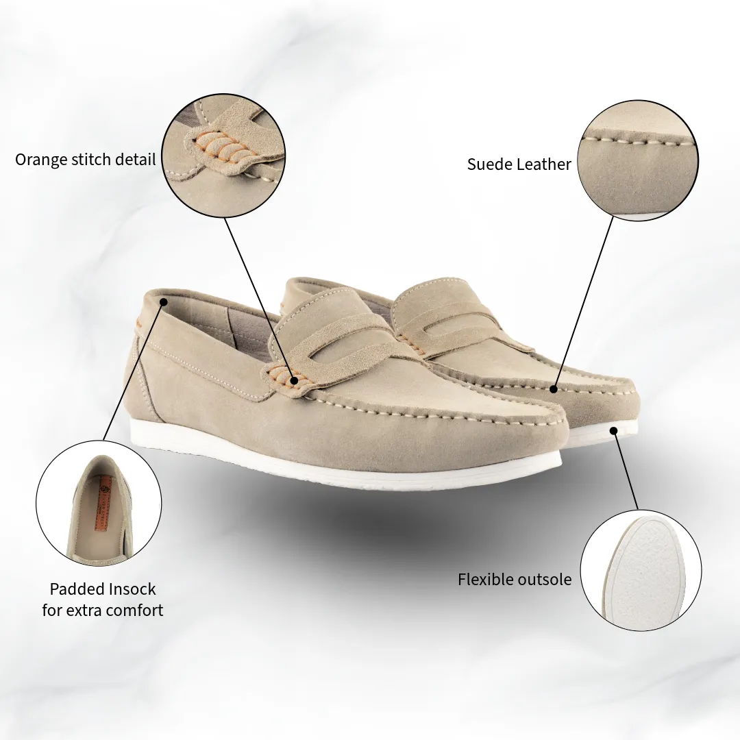 Stanhope Suede Leather Penny Loafer - Sand