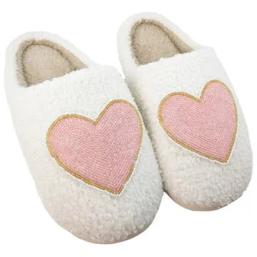 The Love For Everything Sequins & Pink Slippers: Pink Sequin Sherpa Heart Slippers